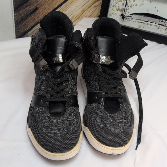 Guess Other - Guess Webber Black and Grey Hi-top Knit Sneakers.